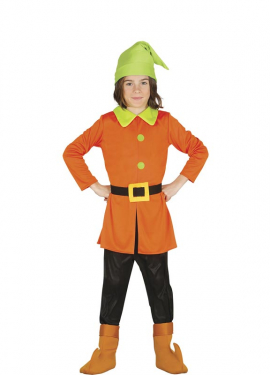 Orange and green Fairy Tale Dwarf costume for children