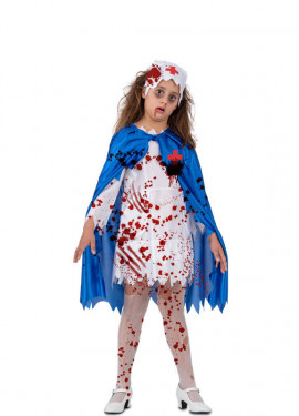 Productividad Lujo Objetor Disfraz de Enfermera Sangrienta con capa para niña