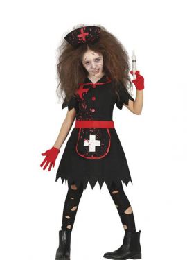 Black Zombie Nurse costume for girls