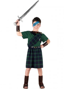 Costume d'enfant écossais courageux et sombre