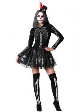 Glitter Skulls Skeleton Costume for women