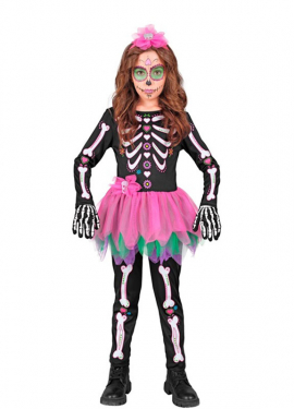 Skeleton Costume with Pink Tutu for Girls