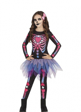 Hearts and Stars Skeleton Costume for Girl