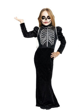 Black Glamorous Skeleton Costume for Girls and Teenagers