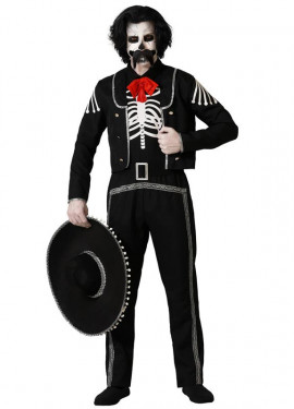 Black Mexican Skeleton Costume for Men