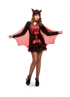 Fato de esqueleto de morcego para mulher no Halloween