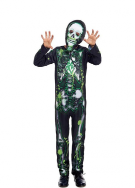 Black Radioactive Skeleton Costume for Boys