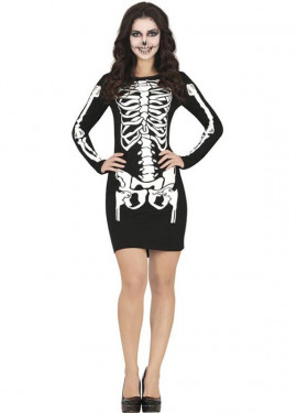 Skeleton costume short dress for women