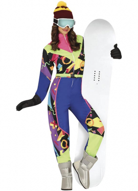 Women's 80s Skier Costume in Blue