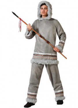 Gray Eskimo costume with hood for men