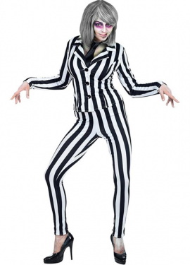 Women's Striped Ghost Costume