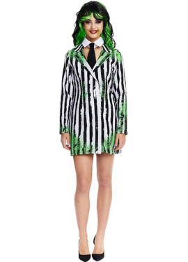 Women's Striped Ghost Costume