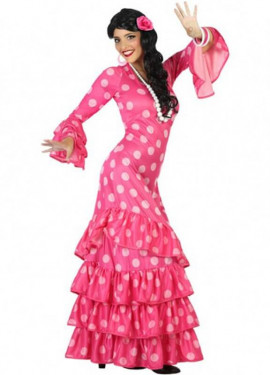 Disfraz de Faralae rosa con lunares rosas para mujer