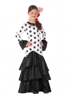 Black polka dot flamenco costume for girls