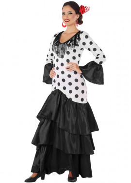 Black and white flamenco or Sevillana costume for women