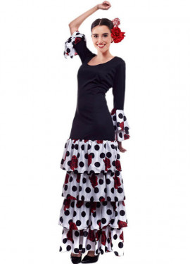 Disfraz Traje de Flamenca Rojo con Lunares Adulta - Vestido para Feria y  Carnaval