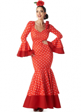 Red flamenco costume with white polka dots for women