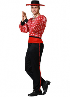 Costume de flamenco rouge et noir pour homme