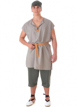 Disfraz de Frutero Medieval gris con pañuelo para hombre