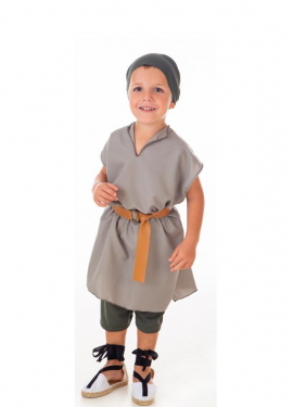 Gray Medieval Fruit Bowl costume with scarf for children