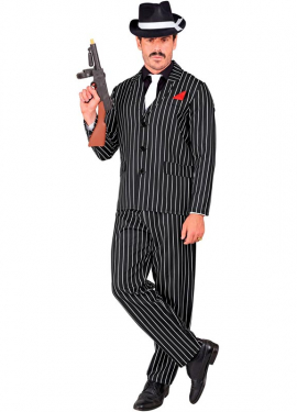 Black and white striped gangster costume for men