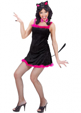 Women's Black Velvet Cat Dress Costume