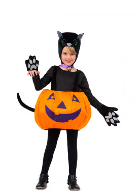 Disfraz de Gato Negro con Calabaza Grande para niña
