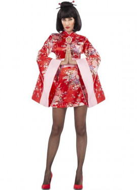 Disfraz de Geisha Morado con Cinturón para Mujer - MiDisfraz