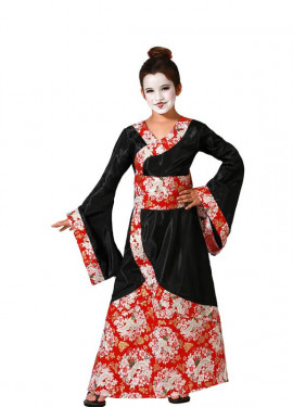 Black and red classic Geisha costume for girl