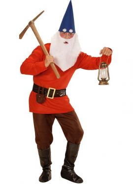 Red Gnome Costume with Belt for Men