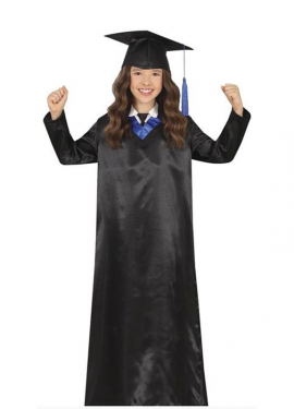 Blue and black graduate costume for children and teenagers