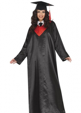 Adult Black and Red Graduate Costume