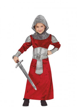 Profesión Plano brumoso Disfraz de Guerrera Medieval Túnica Roja para niña