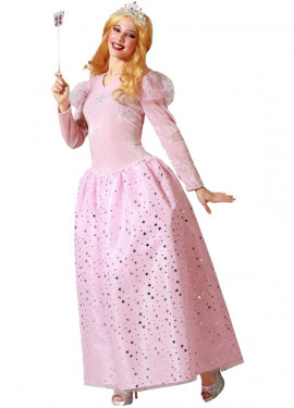 Pink Fairy Godmother costume with polka dots for women