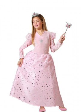 Pink Fairy Godmother costume with polka dots for girls