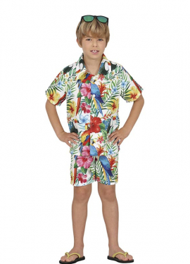 White Tropical Hawaiian Costume for Boys