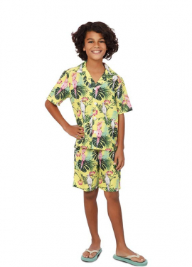 Children's Hawaiian Floral Print Green Costume