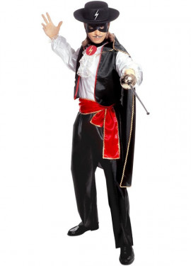 Black and red Masked Bandit Hero costume for men