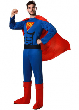 Blue and red Comic Book Hero costume for men