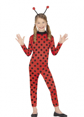 Red polka dot heroine costume for girls