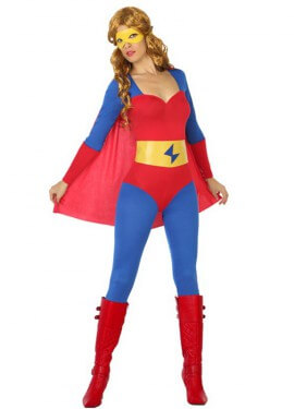Disfraz de Súper Heroína Azul y Rojo para mujer