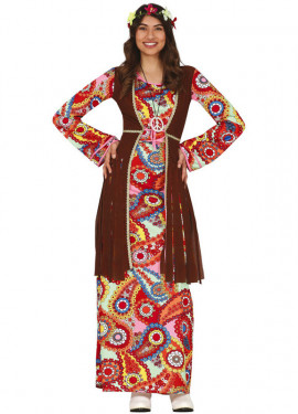 Centralizar Gruñón Ashley Furman Disfraz de Hippie con Vestido Largo para Mujer