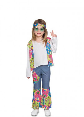 Disfraz de Hippie floreada para niña