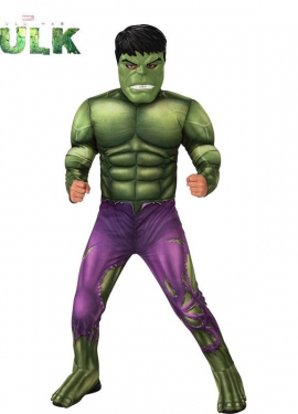 Déguisement Hulk vert musclé avec masque de luxe pour enfant