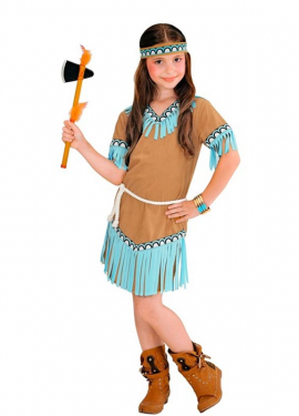 Brown and turquoise Indian costume for girls