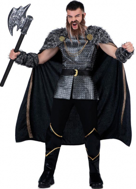 Men's Silver Viking Chief Costume with Cape