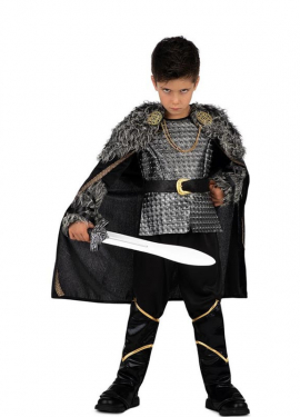 Silver Viking Chief Costume with Cape for Boys