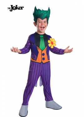 Klassisches Joker-Kostüm mit Kopfschmuck für Kinder