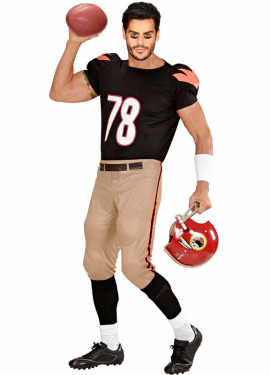 Black and brown American Football Player costume for men