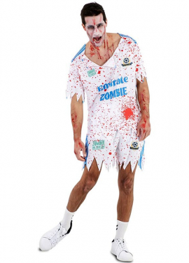 Costume da calciatore zombie bianco per uomo